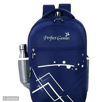 Fancy Polyester Navy Blue Unisex Backpack For School and Office