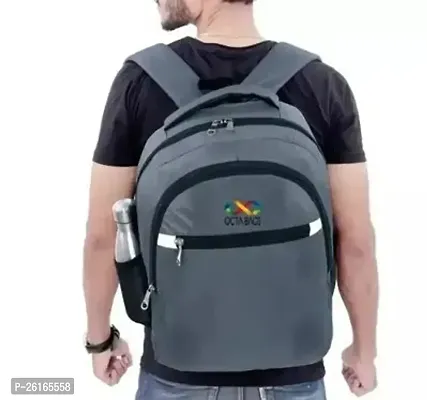 Fancy Polyester Grey Unisex Backpack For School and Office