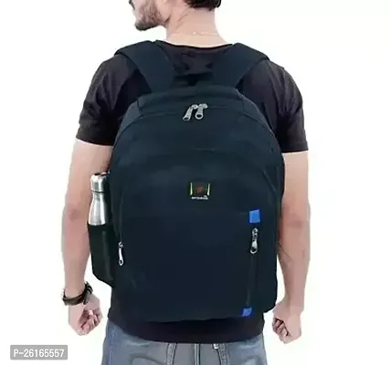 Fancy Polyester Black Unisex Backpack For School and Office