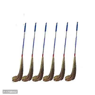 Large Size Natural Broom Stick Home Cleaning 6S Pack Multi Colour-thumb0