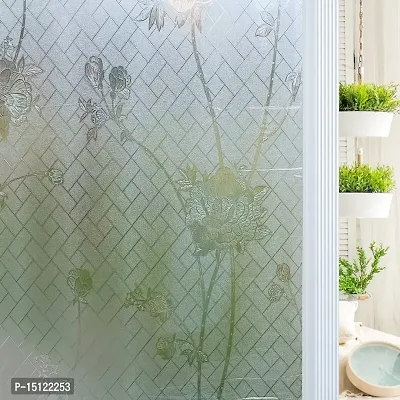 SIA VENDORS Frosted Flower Pattern Window Privacy Film Glass Self Static Cling Decorative Window Home Room Office Bathroom Garage Reused Non Adhesive