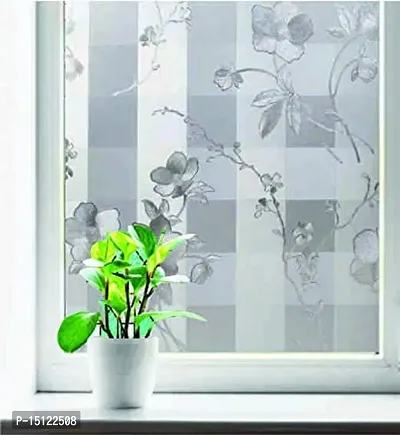 SIA VENDORS Privacy Frosted Removable Window Privacy Film, Decorative Stained Glass Window Film, Frosted Window Tinting Film for Home, House Door Glass Poopy Flower _60cm x 1m ,-thumb3