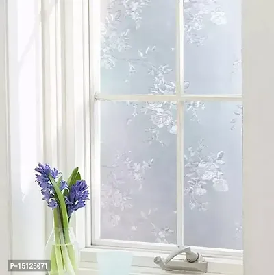 SIA VENDORS Frosted Flower Pattern Window Privacy Film Glass Self Static Cling Decorative Window Home Room Office Bathroom Garage Reused Non Adhesive-thumb2