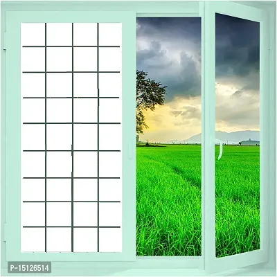 SIA VENDORS? Small Square Grid Privacy Window Film Window Cling Square Pattern Non Adhesive Window Sticker Glass Door Film UV Blocking for Home II Office II Living Room (White, 20 X 24 INCHES)-thumb0