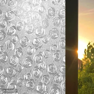 SIA VENDORS 3D Window Film Frosted Removable Fashionable Glass Film UV Protection Cling Translucent Sun UV Blocking Door Sticker Great for Living Room-thumb0