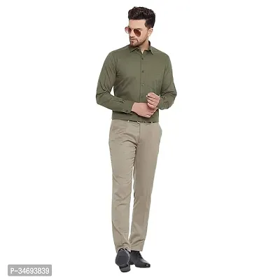 Stylish Green Cotton Blend Solid Casual Shirts For Men-thumb0