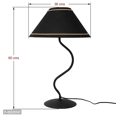 CREATIVE GALLERY Zig ZAG Stylish Morden Side Table Lamp 52cm Height with Lampshade for Bedside Stylish, Living Room, Home Decoration, Hotel, 3D Black MATT Texture (Black  Gold)-thumb3