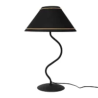 CREATIVE GALLERY Zig ZAG Stylish Morden Side Table Lamp 52cm Height with Lampshade for Bedside Stylish, Living Room, Home Decoration, Hotel, 3D Black MATT Texture (Black  Gold)-thumb1