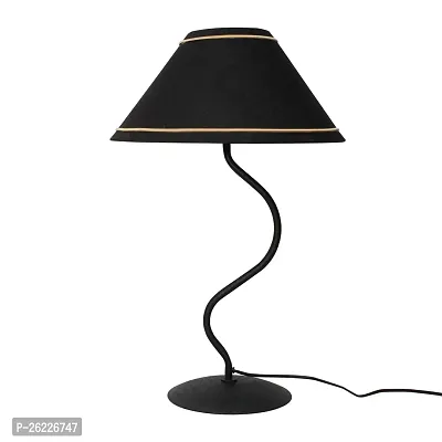 CREATIVE GALLERY Zig ZAG Stylish Morden Side Table Lamp 52cm Height with Lampshade for Bedside Stylish, Living Room, Home Decoration, Hotel, 3D Black MATT Texture (Black  Gold)-thumb2