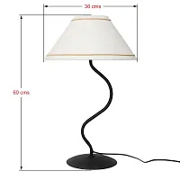 Zig Zag Stylish Morden Table Lamp Leather Finish 52cm Height with Lampshade for Bedside Shade (White,Black Gold)-thumb4