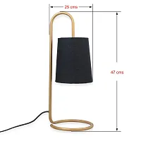 Side Table Lamp | Night Table lamp | Book Reading | Bedside Lamp (MATT Gold,Black Shade)-thumb4