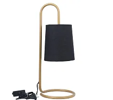 Side Table Lamp | Night Table lamp | Book Reading | Bedside Lamp (MATT Gold,Black Shade)-thumb3