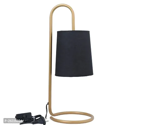 Side Table Lamp | Night Table lamp | Book Reading | Bedside Lamp (MATT Gold,Black Shade)-thumb4