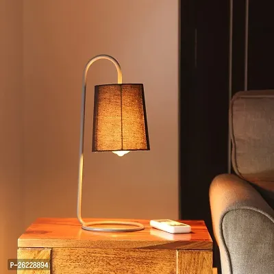 Side Table Lamp | Night Table lamp | Book Reading | Bedside Lamp (MATT Gold,Black Shade)-thumb2