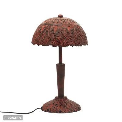 CREATIVE GALLERY Decorative Antique Embossed Vintage Side Table Desk Lamps for Living Room Dining Room Bedroom Large Metal Vintage Bedside Night Lamp (Red)-thumb0