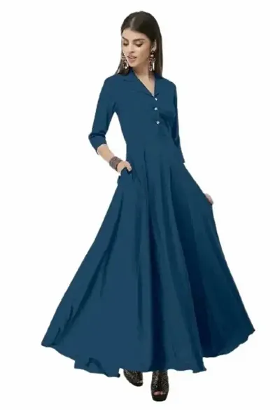 Trendy Crepe Solid Maxi Dress For Women