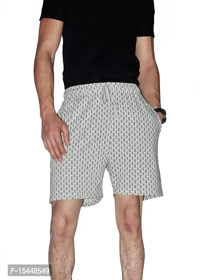 Kothari All Over Printed in Solid Color 100% Cotton Knitted Fabrics Drawstring in Waist Both Side Straight Pocket Above Knee Length Casual fit Shorts for Men's (Deep Grey, XX-Large)-thumb5