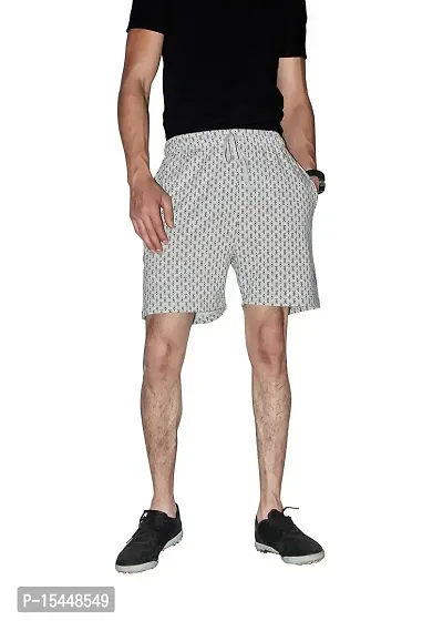 Kothari All Over Printed in Solid Color 100% Cotton Knitted Fabrics Drawstring in Waist Both Side Straight Pocket Above Knee Length Casual fit Shorts for Men's (Deep Grey, XX-Large)-thumb0