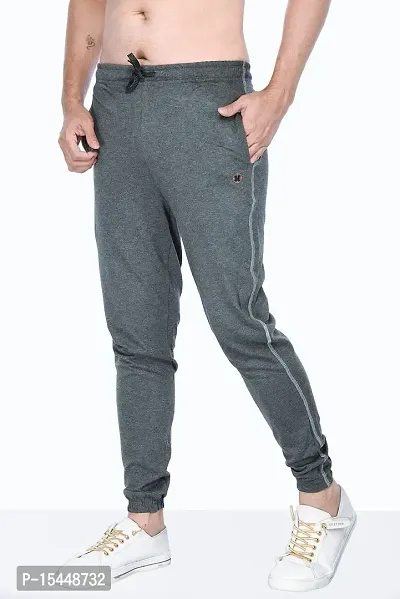 Kothari Mens Trackpant Casual Fit Solid Colour Both Side Pocket Elasticated in Waist (Medium, Black MILLANGE)-thumb3