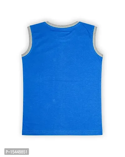 Kothari Kids T-Shirt for Boys - Combed Cotton Outer Printed Sleeveless, 2X Softer Than Cotton, High Moisture Absorption (5-6 Years, Royal Blue)-thumb2