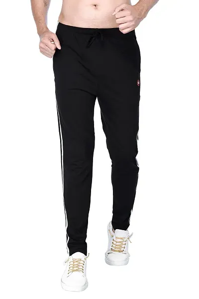 Kothari Mens Trackpant Casual Fit Solid Colour Both Side Pocket Elasticated in Waist (XXL, Black)