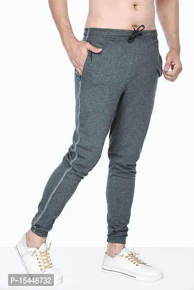 Kothari Mens Trackpant Casual Fit Solid Colour Both Side Pocket Elasticated in Waist (Medium, Black MILLANGE)-thumb2