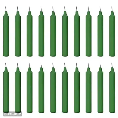 Classic Wax Candles Chime Candles Set Of 20 | Ritual Spell Candle | Unscented (Green)-thumb0