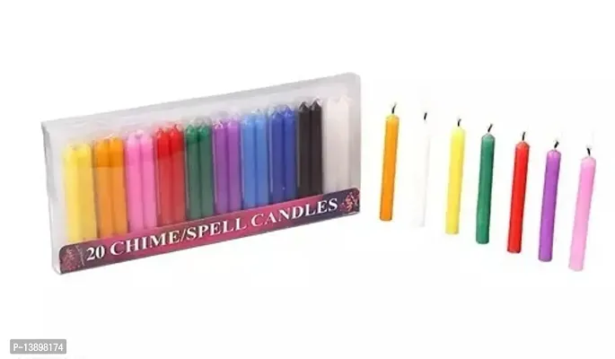 Classic Candles Chime Candles Set Of 20 | Ritual Spell Candle | Unscented (Multicolour)