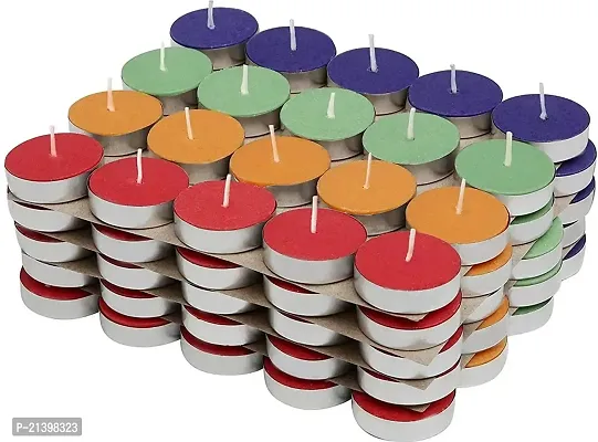 Parkash Wax Coloured Tea Light Candles (Unscented  Multicolour  20 X 20 X 5  PCL30)   Set of 100-thumb0