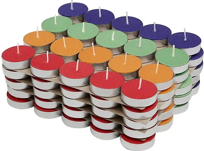 Veteran Wax Tea Light Multicolour Candle for Diwali Decoration Home Bedroom Brithday Decoration (V-Candles)