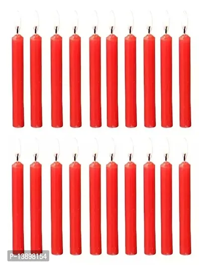 Classic Unscented Chime Wax Candles- Red, Set Of 20