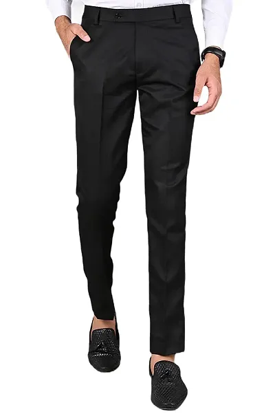 Blend Mid Rise Formal Trousers For Men