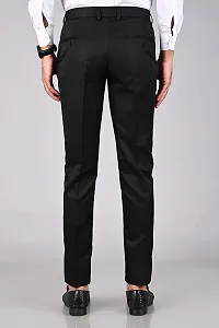 Black Polyester Blend Mid Rise Formal Trousers For Men-thumb1