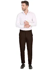 Brown Polyester Blend Mid Rise Formal Trousers For Men-thumb4