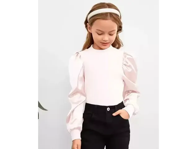 Stylish Blend Solid Top For Kids Girls