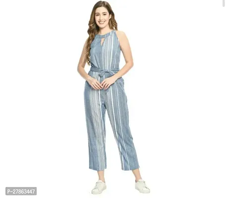 Stylish Crepe Striped Jumpsuits For Women-thumb0