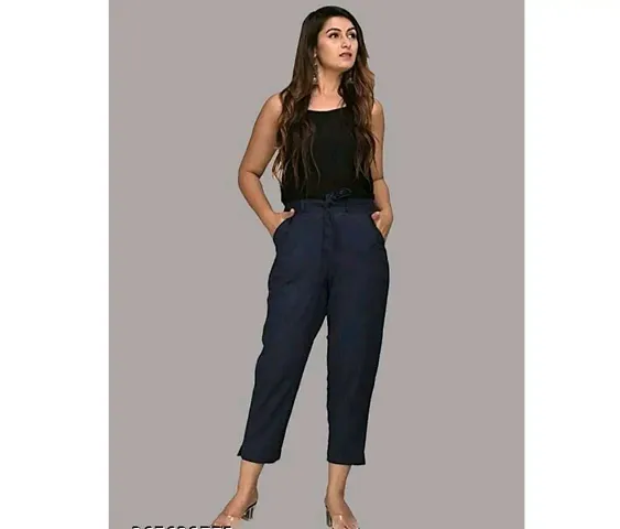 Elegant Rayon Solid Trousers For Women