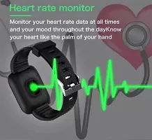 Smart Band ID116 Fitness Tracker Watch Heart Rate with Activity Tracker Waterproof Body Functions Like Steps Counter, Calorie Counter, Heart Rate Monitor (Black)-thumb1