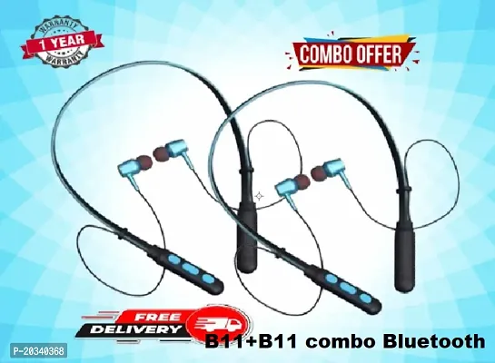 B11 combo Bluetooth Stereo Sports Headset Compatible with , , , , , , , Smartphones( BLUE)-thumb0