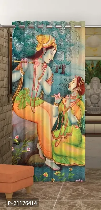 Polyester Digital God Printed Pecs Curtain for Temple Room Use Size Curtain set of 1 size 9 fit-thumb0