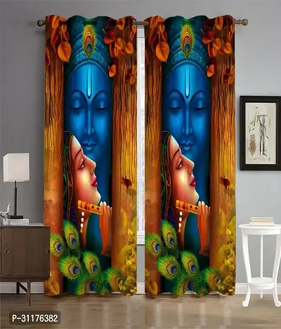 Polyester Digital God Printed Pecs Curtain for Temple Room Use Size Curtain set of 2  size 9 fit