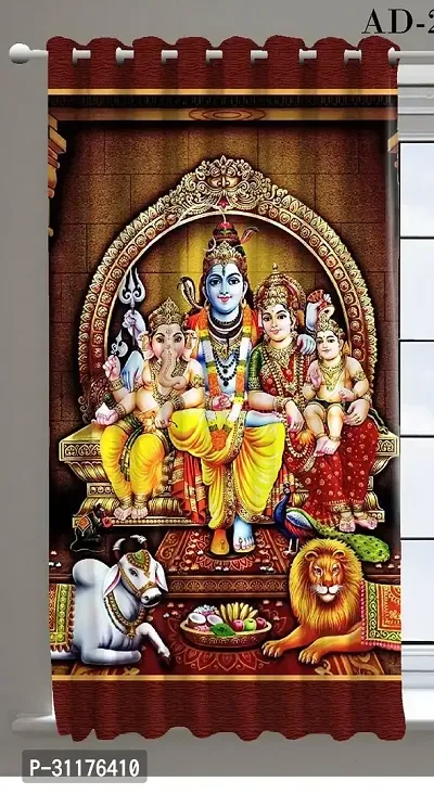 Polyester Digital God Printed Pecs Curtain for Temple Room Use Size Curtain set of 1 size 9 fit