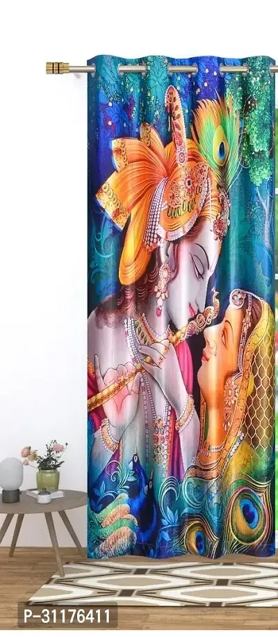 Polyester Digital God Printed Pecs Curtain for Temple Room Use Size Curtain set of 1 size 9 fit-thumb0