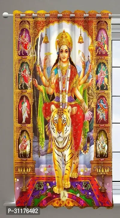 Polyester Digital God Printed Pecs Curtain for Temple Room Use Size Curtain set of 1 size 9 fit-thumb0