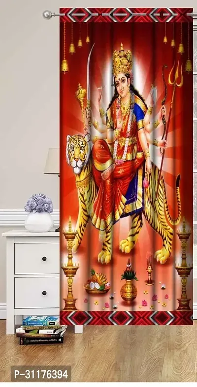 Polyester Digital God Printed Pecs Curtain for Temple Room Use Size Curtain set of 1 size 9 fit-thumb0