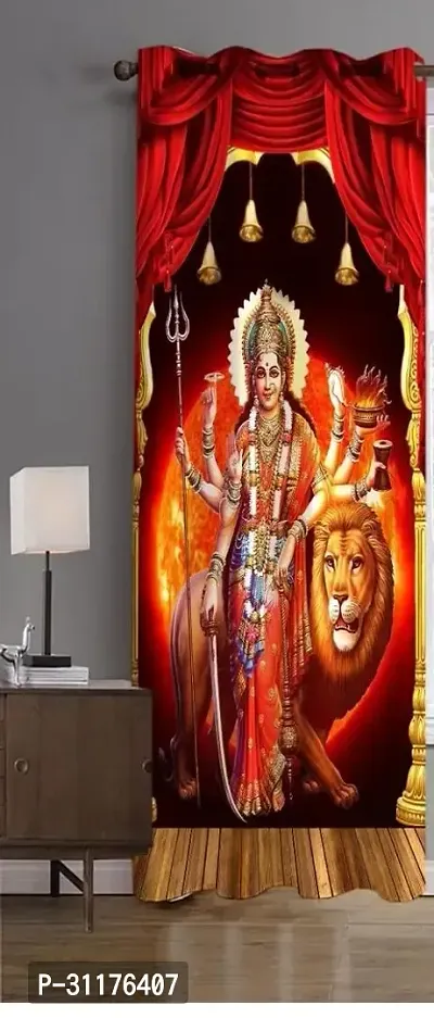 Polyester Digital God Printed Pecs Curtain for Temple Room Use Size Curtain set of 1 size 9 fit