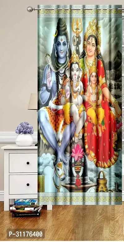 Polyester Digital God Printed Pecs Curtain for Temple Room Use Size Curtain set of 1 size 9 fit-thumb0