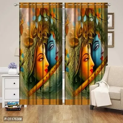 Polyester Digital God Printed Pecs Curtain for Temple Room Use Size Curtain set of 2  size 9 fit-thumb0