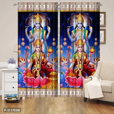 Polyester Digital God Printed Pecs Curtain for Temple Room Use Size Curtain set of 2  size 9 fit-thumb0