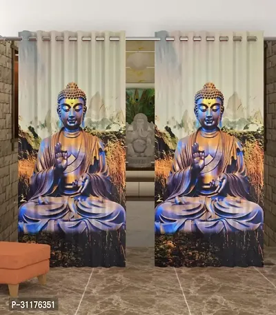 Polyester Digital God Printed Pecs Curtain for Temple Room Use Size Curtain set of 2  size 9 fit